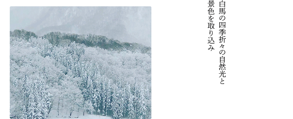 白馬の四季折々の自然光と景色を取り込み